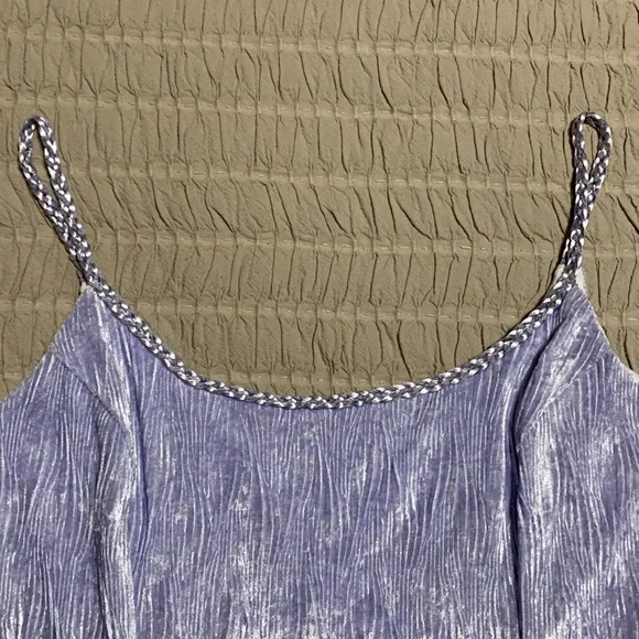 JESSICA MCCLINTOCK Braided Sleeves Lavender Formal Texture Gauzy Dress 16 - Picture 3 of 15